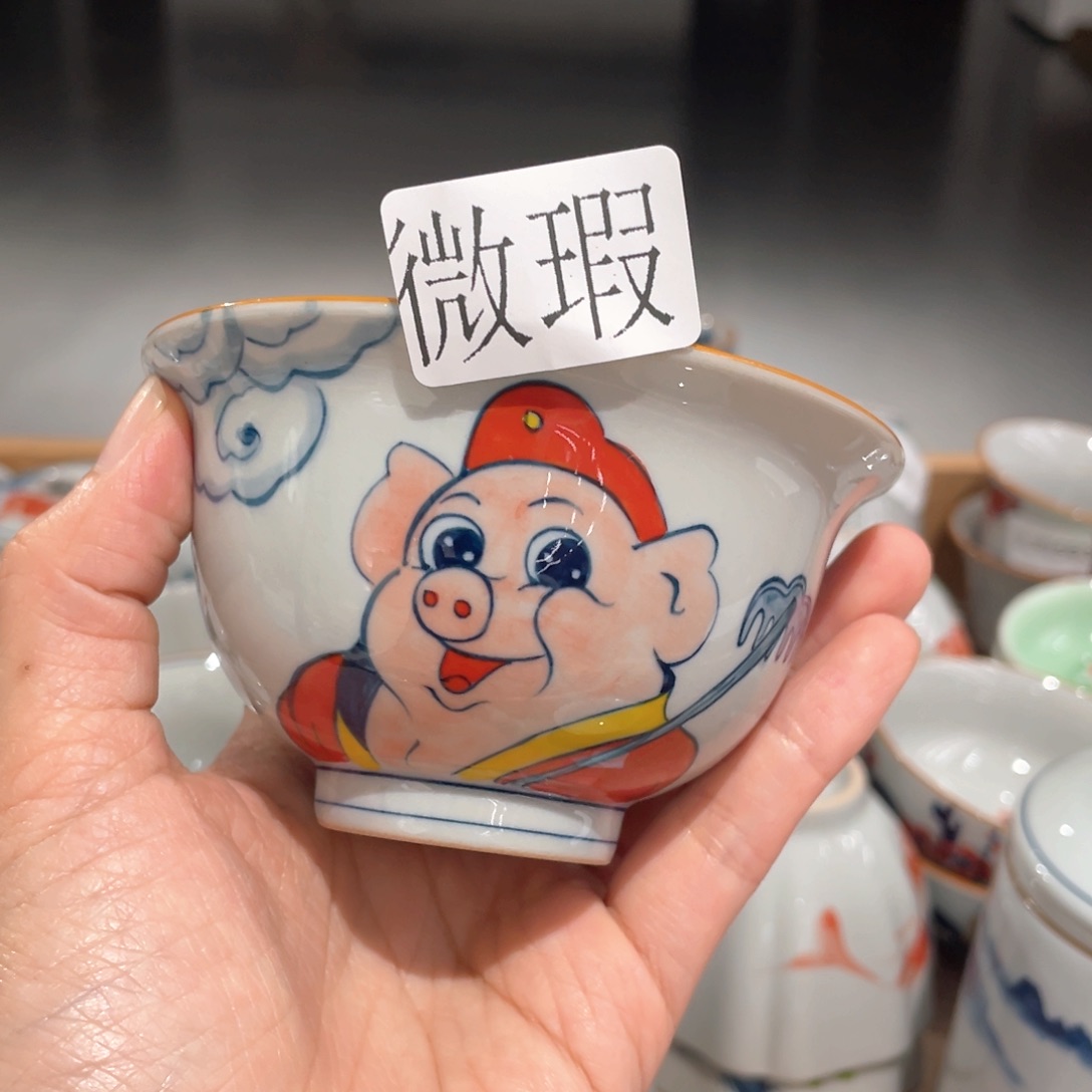 釉下手绘茶具微瑕