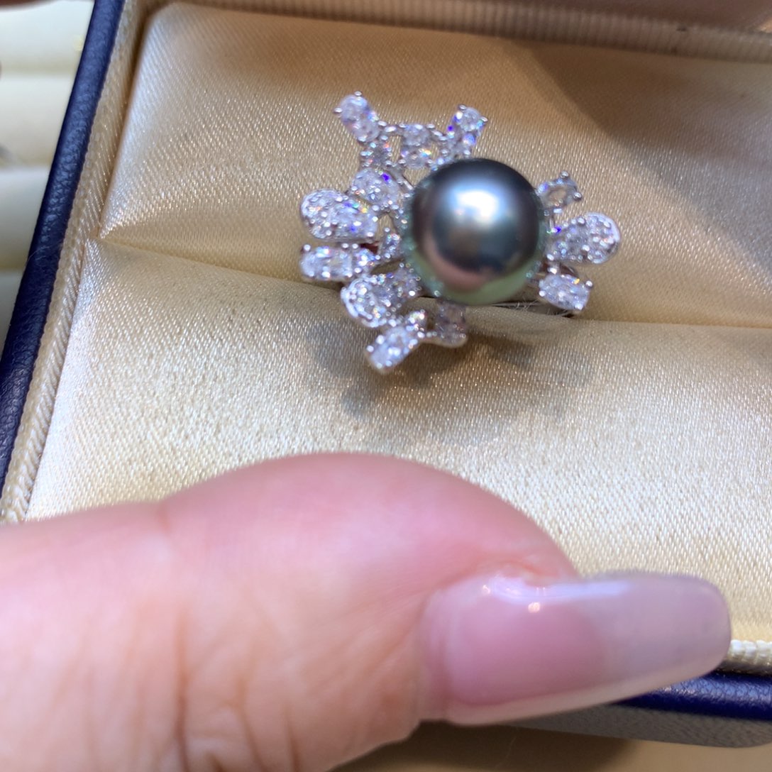 银S925镶嵌戒指海水珍珠