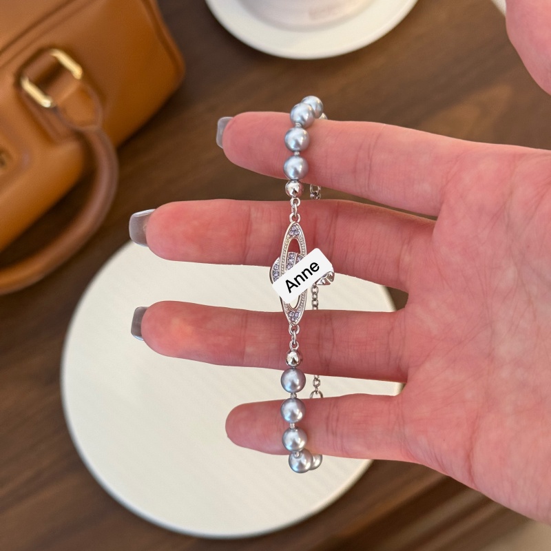 铜合金手链 独特灰色珠珠土星个性手链【S320】