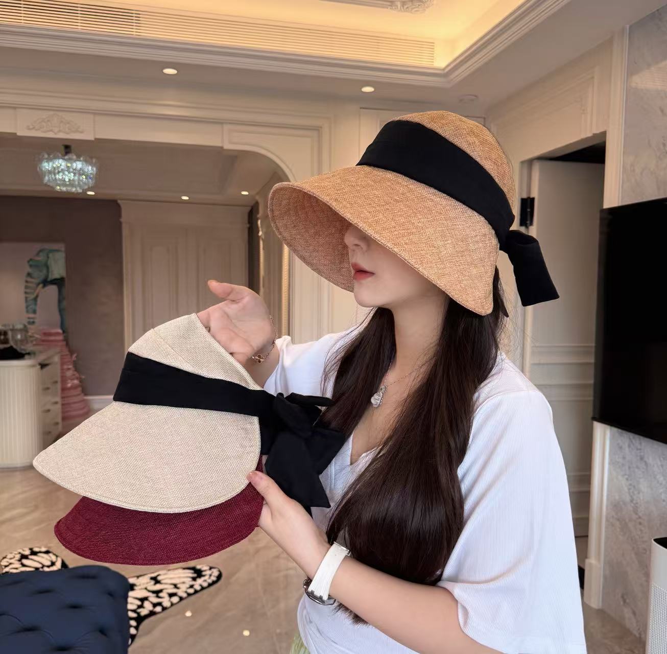 一帽多戴老钱风防晒帽休闲大帽檐户外遮阳帽太阳帽旅游度假帽