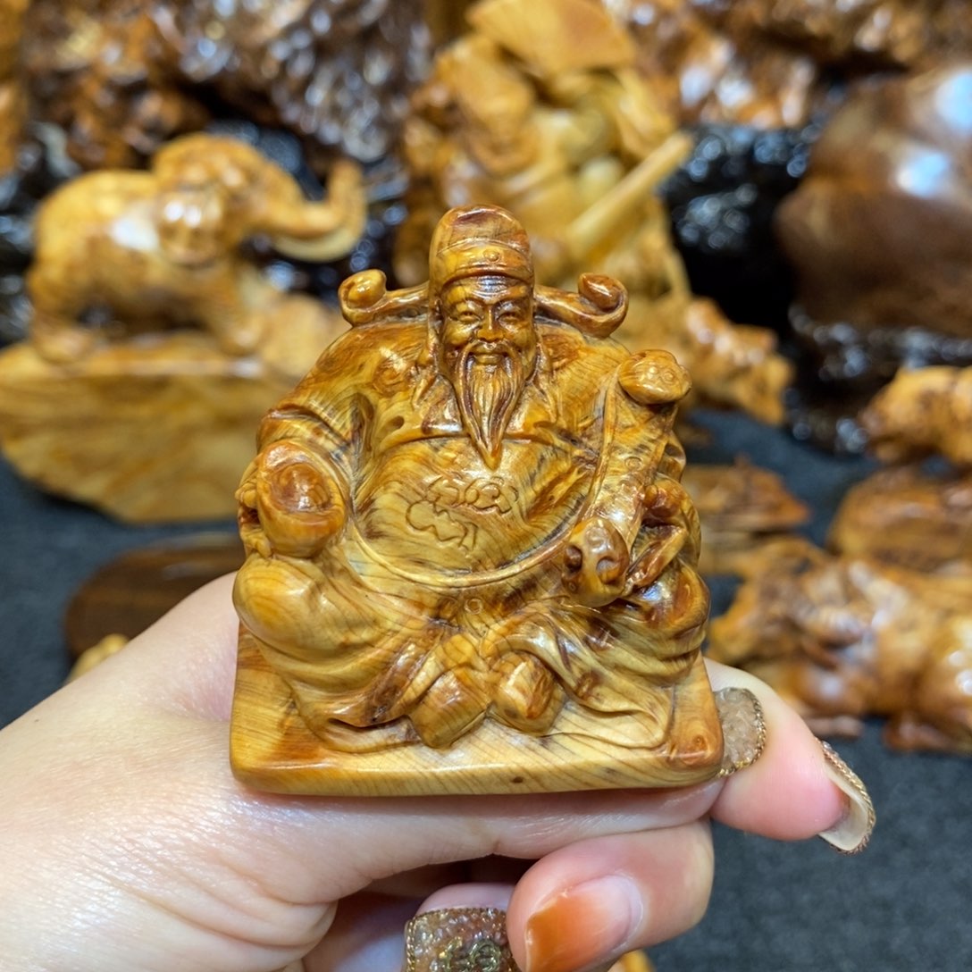 柏木（崖柏）陈化瘤疤财神爷小摆件
