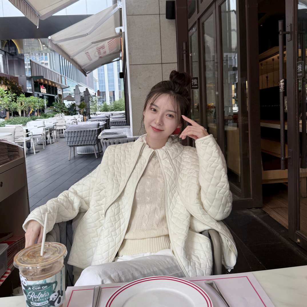 Tsuen荃壹“气氛加温”淡雅柔软舒适清新自然休闲棉外套+马甲