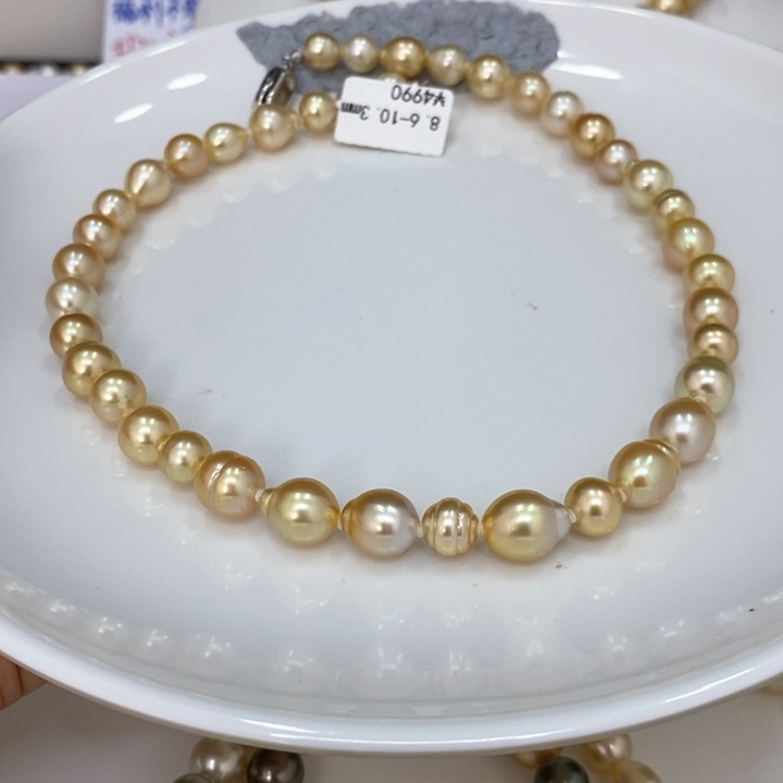 未镶嵌颈饰海水珍珠世**燕金珠项链8.6-10.3m娇