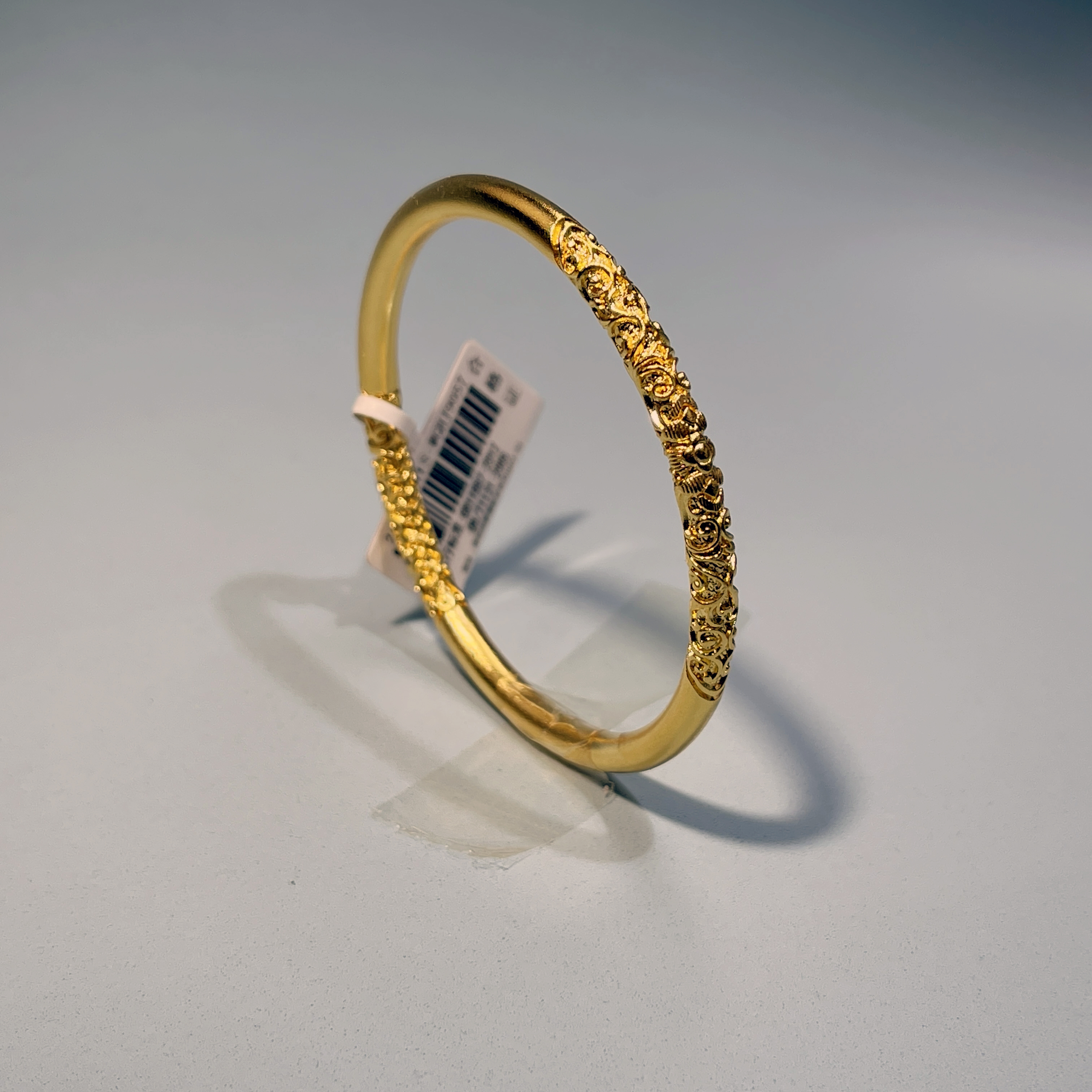 足银手镯 古法传承卷草纹手镯女实心手环金店同款紫荆花素圈镯子