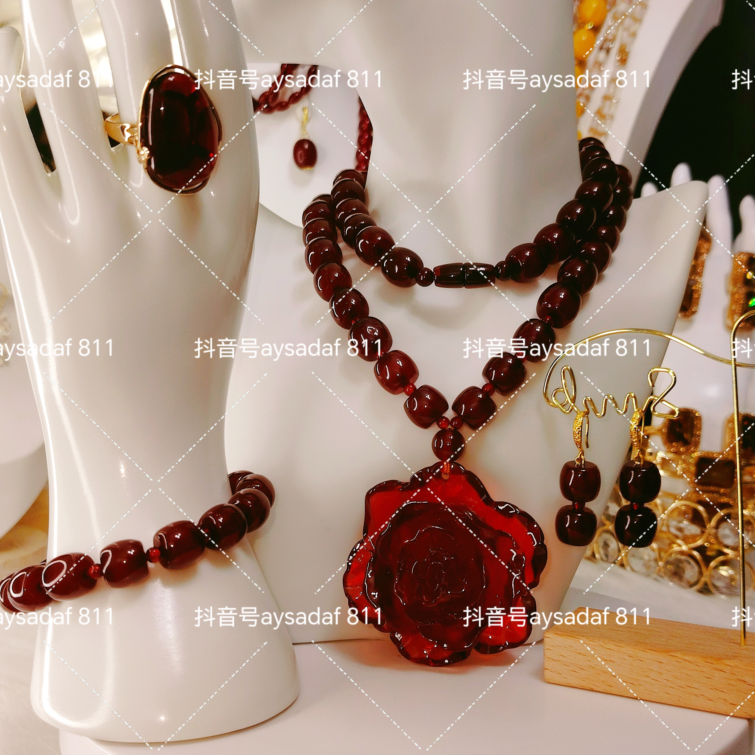 铜合金手链 宫廷风精美百搭古典手工二代血红قان كەھرىۋا长款饰品