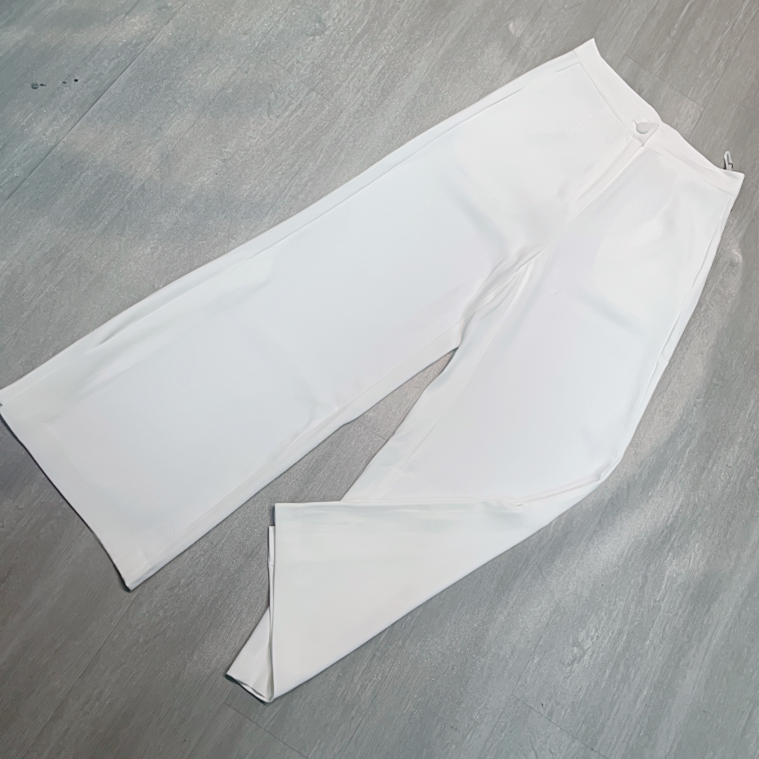 白色纽扣高腰职业西装开叉直筒阔腿裤-果梓445