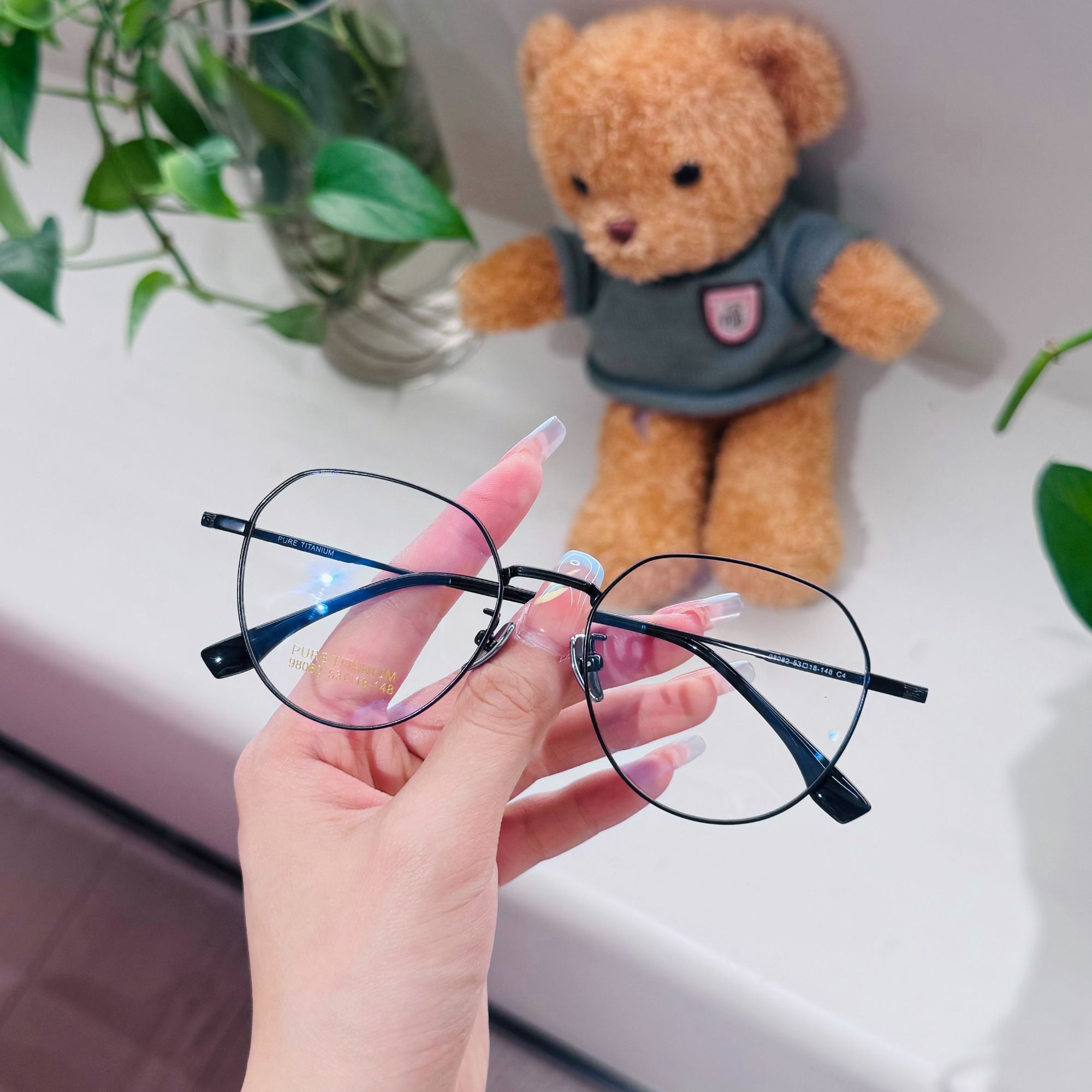 25号纯钛98082眼镜超轻百搭日系复古网红镜框可配度数