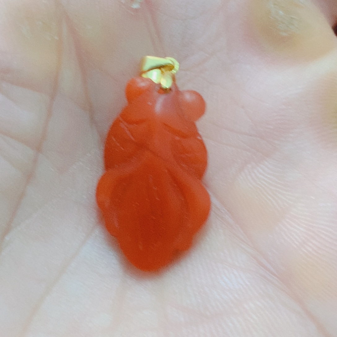 南红玛瑙银S925镶嵌吊坠(不含链)