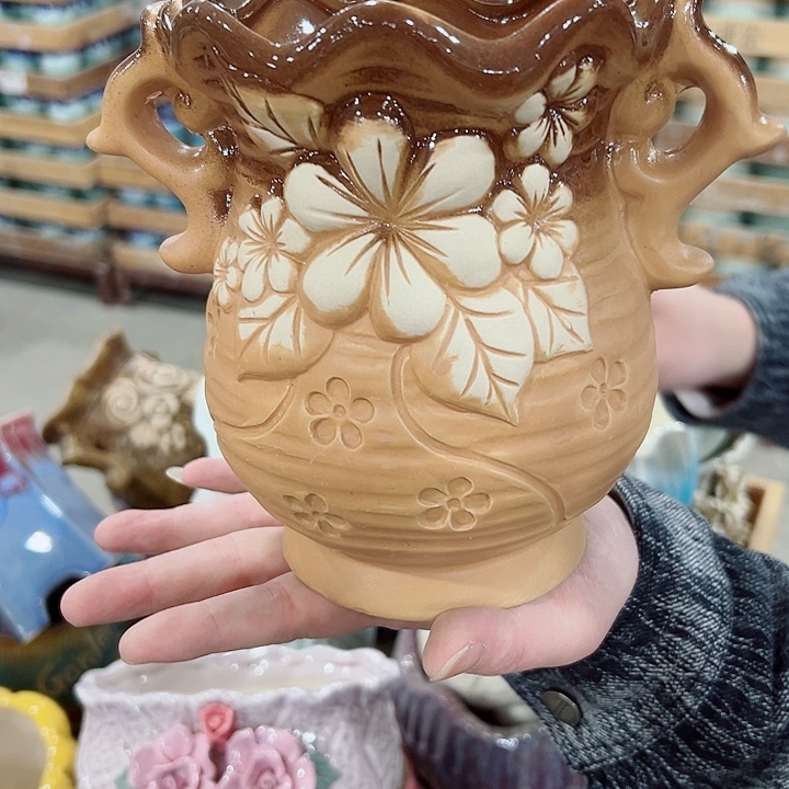 有孔.凑满10元发货多肉陶瓷花盆！