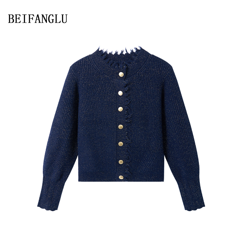 北方鹿 2025秋冬新款羊绒针织开衫外套流苏小香风上衣女M96D3903