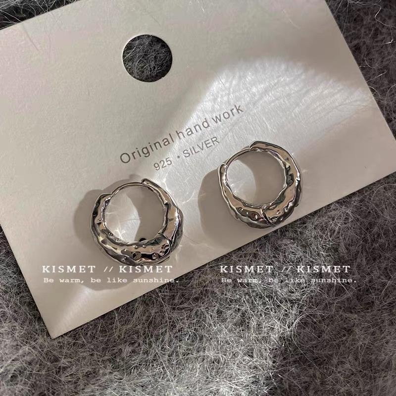 合金耳饰 轻奢风肌理感耳扣14k真金电镀小众设计241