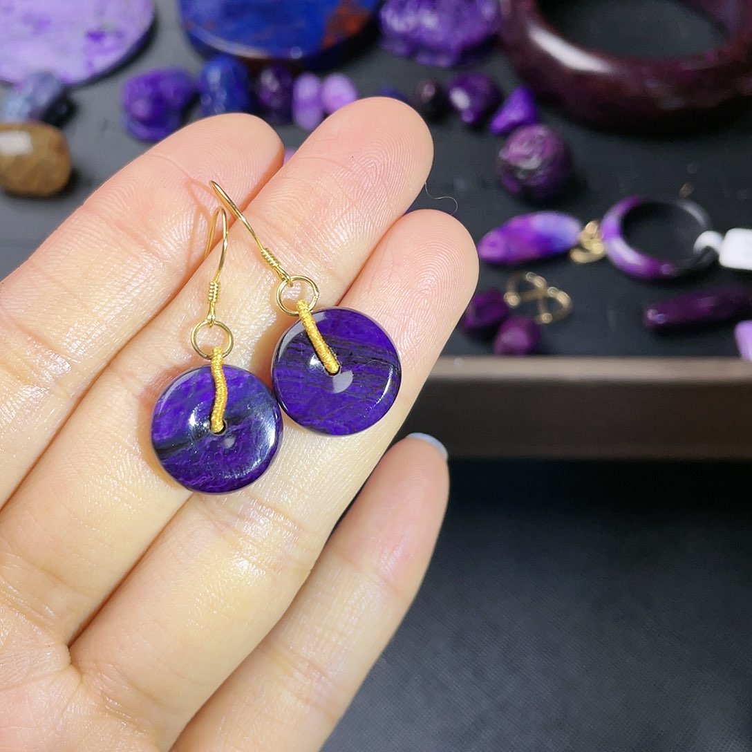 苏纪石（舒俱来）耳环银S925镶嵌