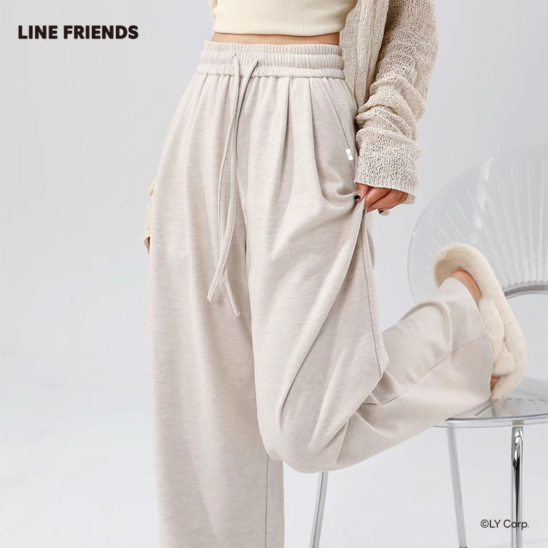 LINEFRIENDS休闲裤女款2025新款秋季垂感糯米裤小个子直筒阔腿裤