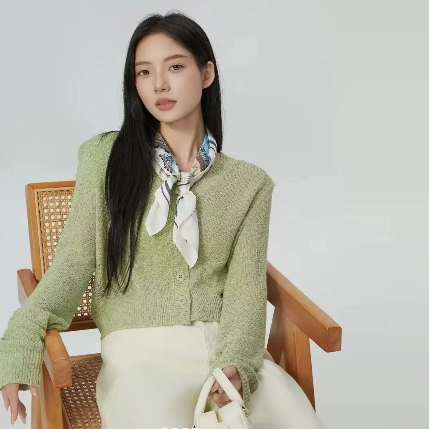 【M美】有垫肩显瘦显白洋气针织开衫2025秋季新款七号铺撤柜女装