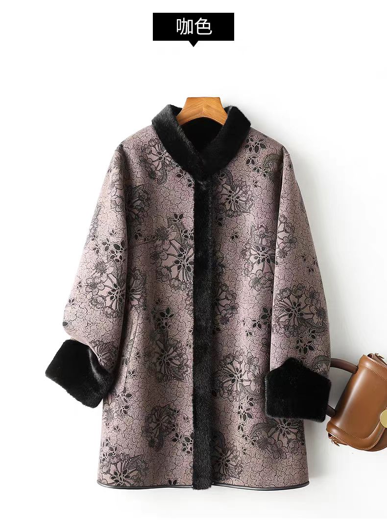 2025海宁新款妈妈冬装双面穿皮毛一体外套中老年女装高端皮草大衣