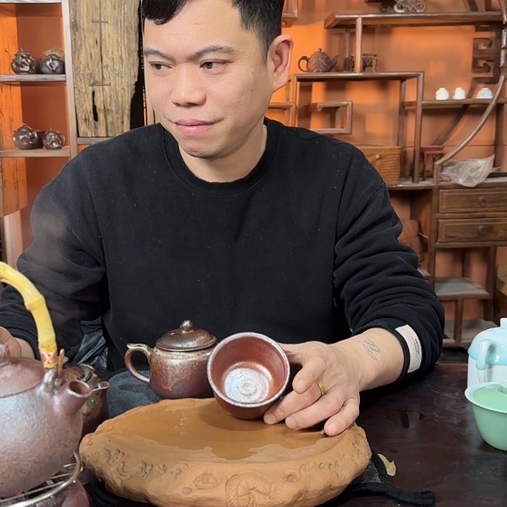 紫砂柴烧元宝杯杯