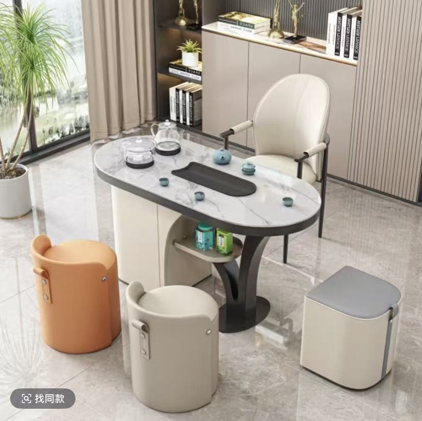 阳台岩板茶桌椅组合轻奢现代简约家用客厅办公室烧水壶一体泡茶桌
