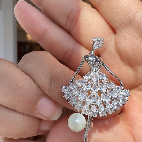 拼合珍珠（马贝珠）胸针合金