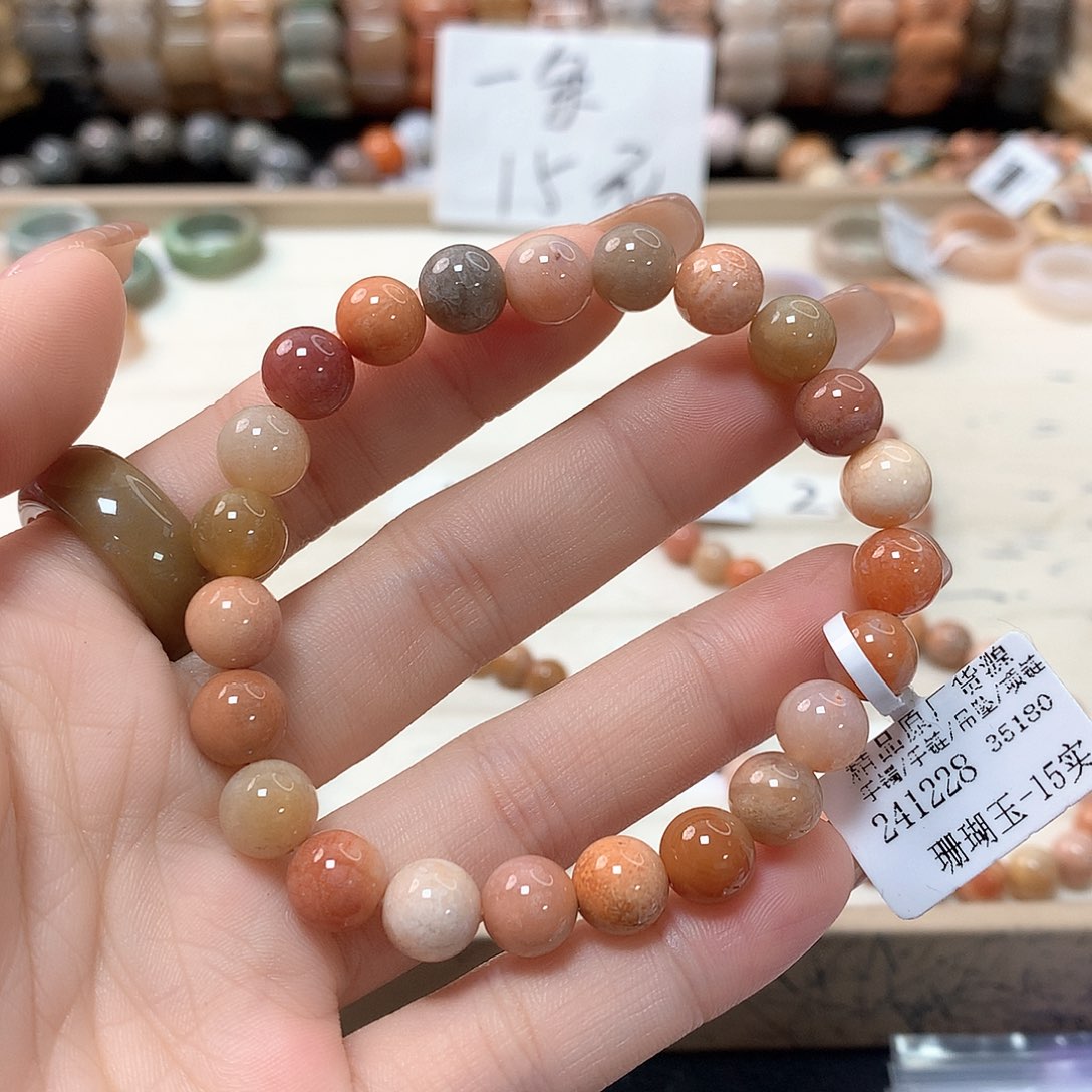 硅化珊瑚（珊瑚玉）手链未镶嵌白*753