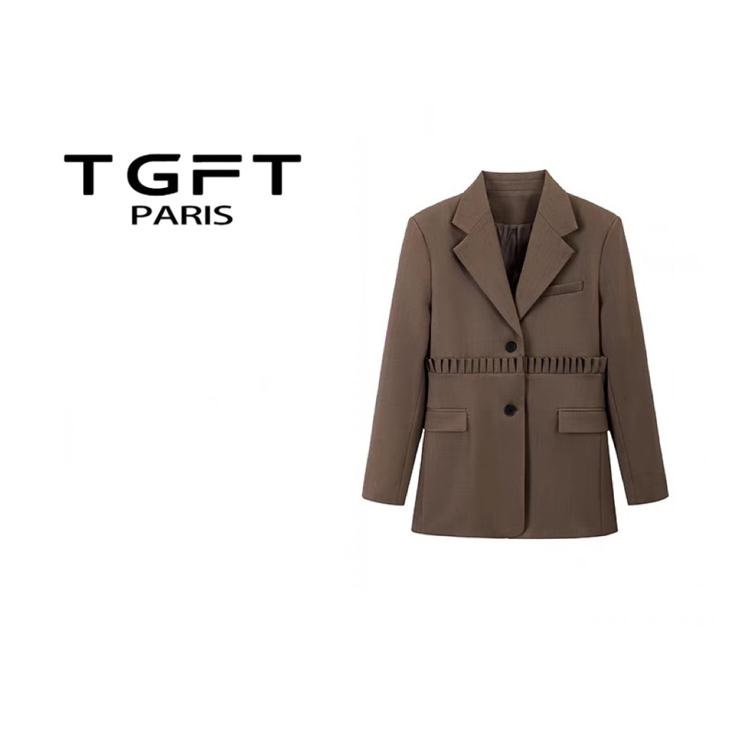 【TGFT】高定25P家早春复古气质精纺羊毛压褶西服-110