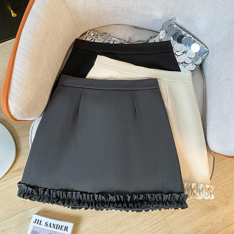 2025早秋新款洋气甜美减龄木耳边a字短裙法式高腰半身裙68931