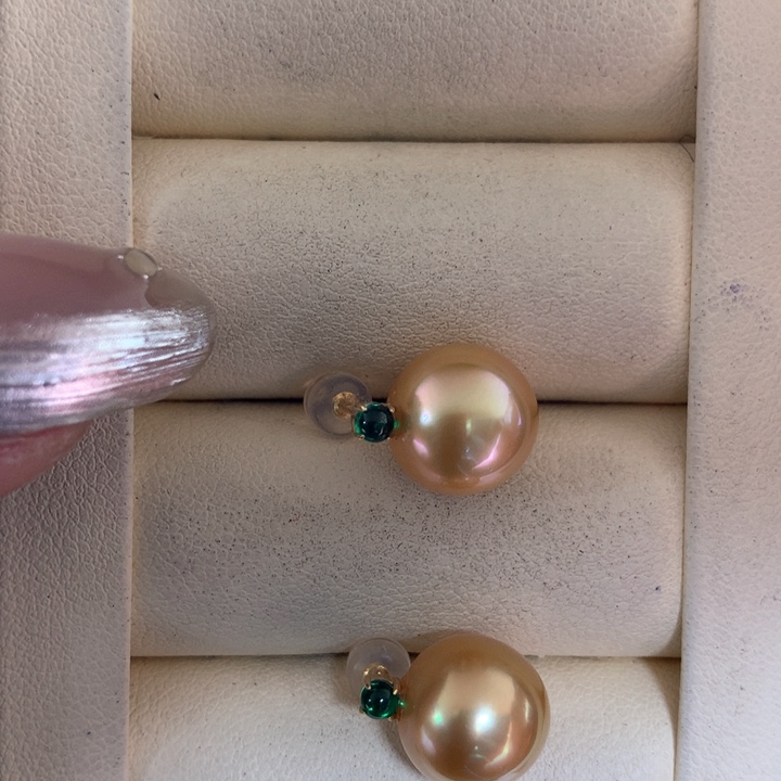 18K金镶嵌耳饰海水珍珠