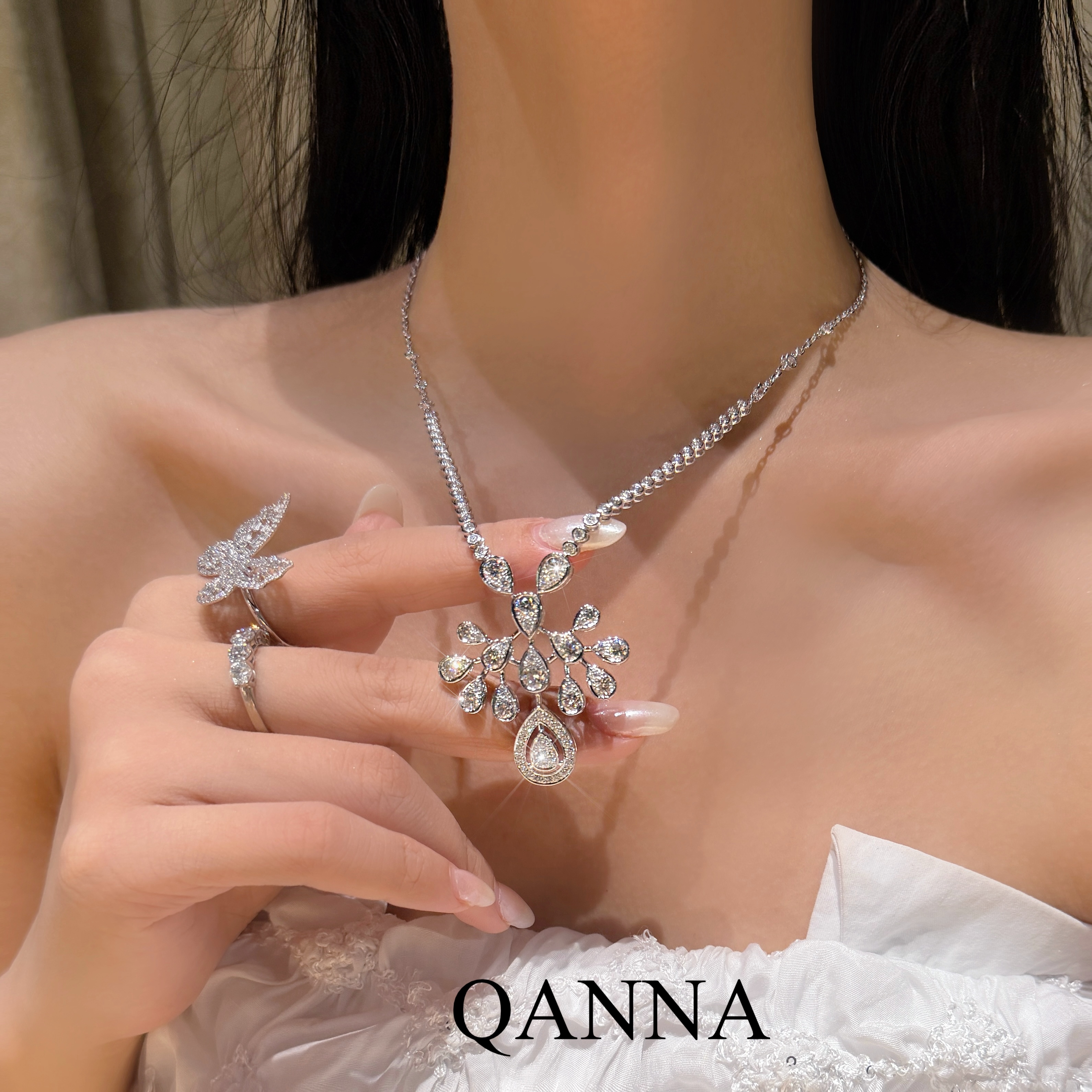  QANNA【超大号满钻皇冠】【大钻重金版】奢华晚宴经典皇冠钻石项链AY