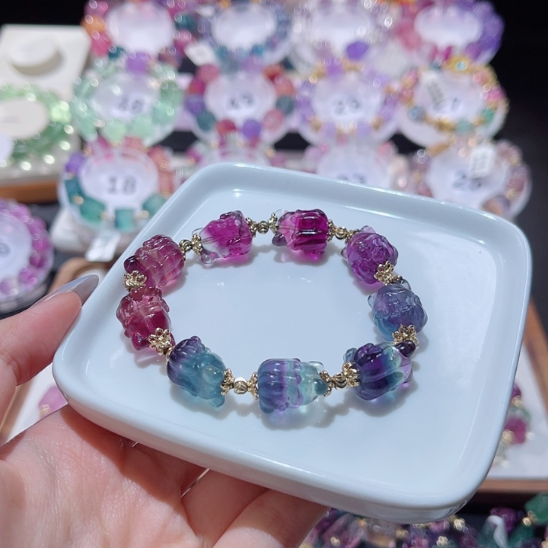 水晶手串未镶嵌凤九萤石