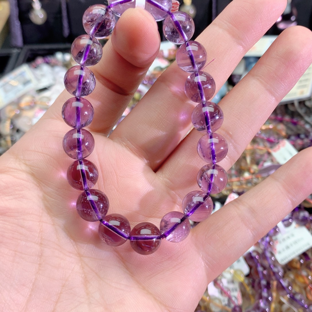 栗***球水晶手链未镶嵌紫水晶手链10+