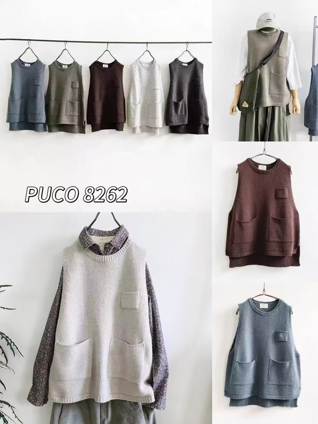 韩国东大门PU2025秋冬新款 口袋套头针织马甲