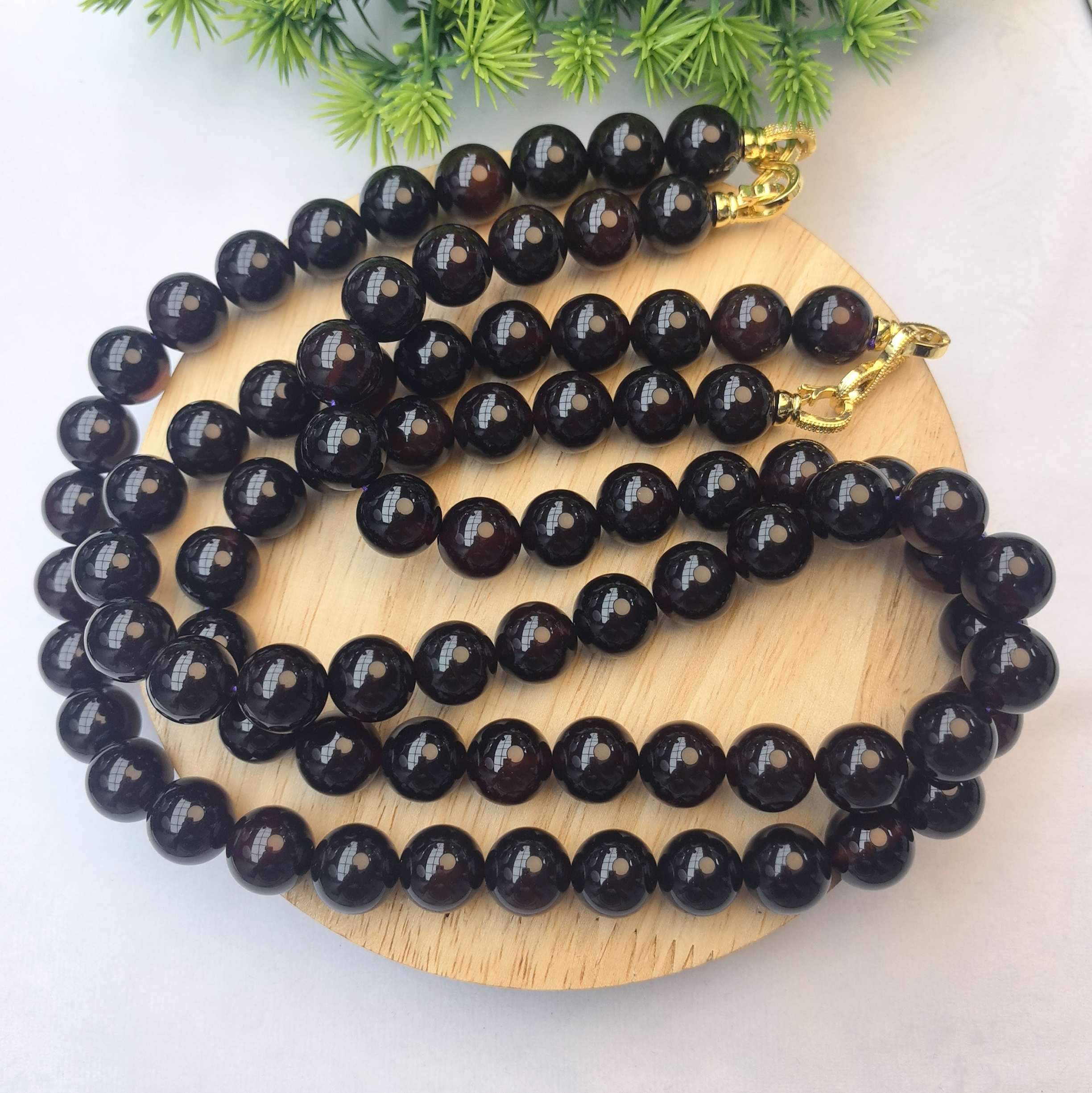 【杰少珠宝】黑金石胆血离子14mm项链 (多样性发其一）