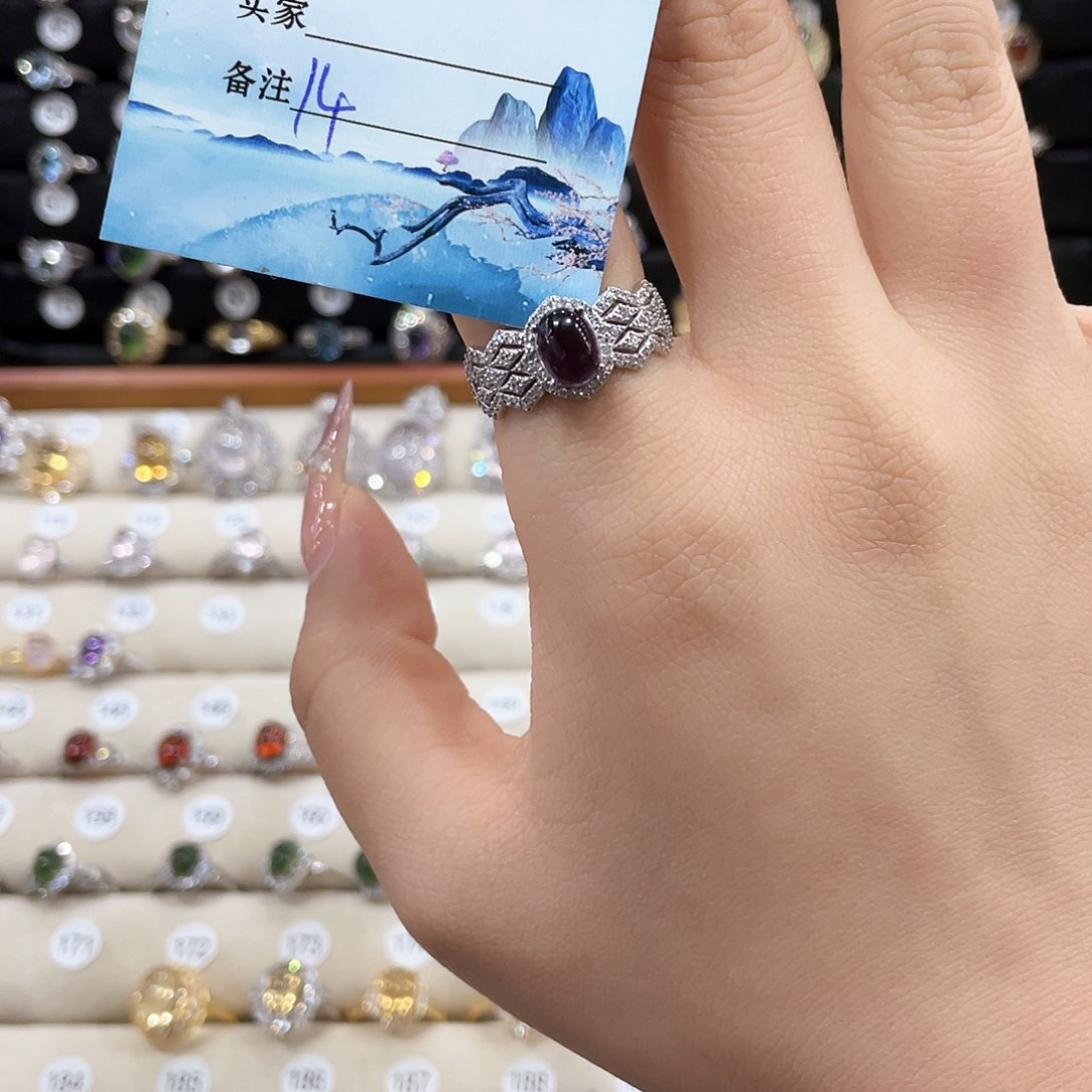 紫晶戒指银S925镶嵌口****糖14