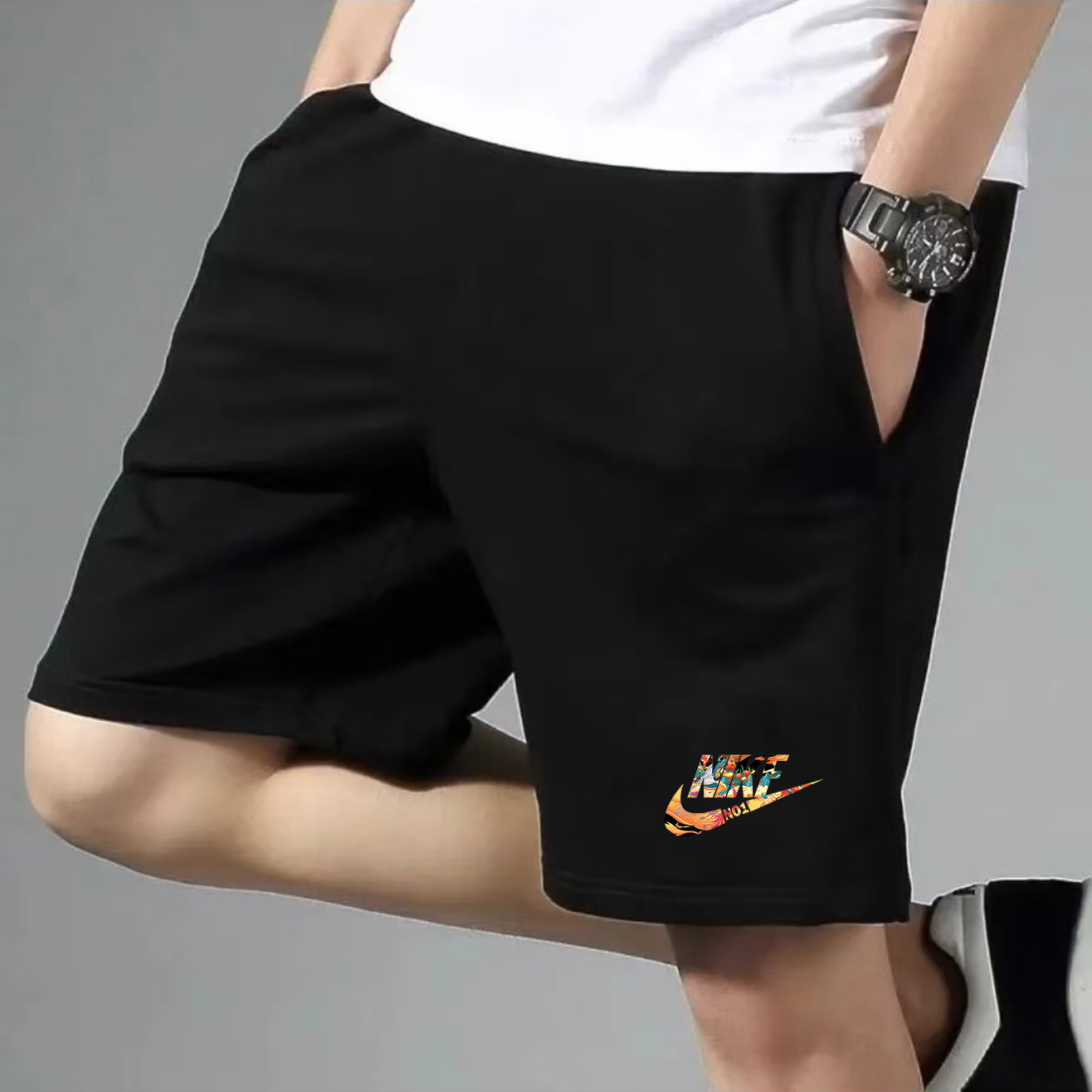 K【一折粉丝福利】夏季男女同款百搭时尚潮牌休闲短裤黄勾