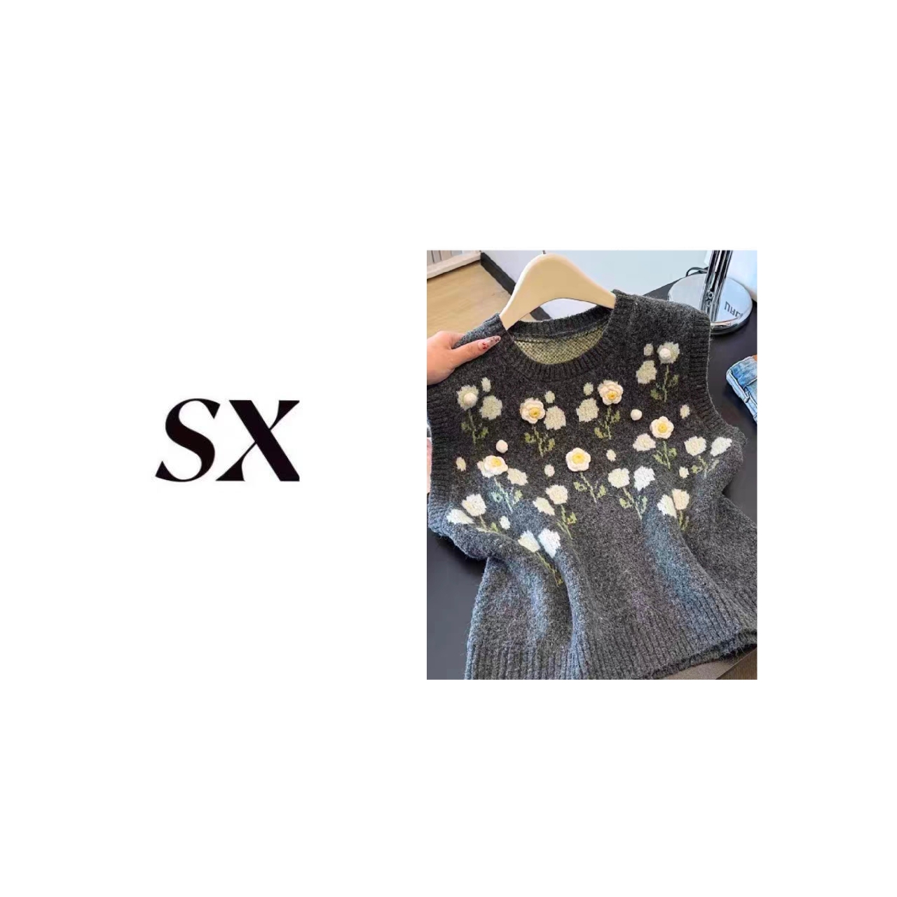 【L310】#SX-重工前后立体花朵刺绣马甲