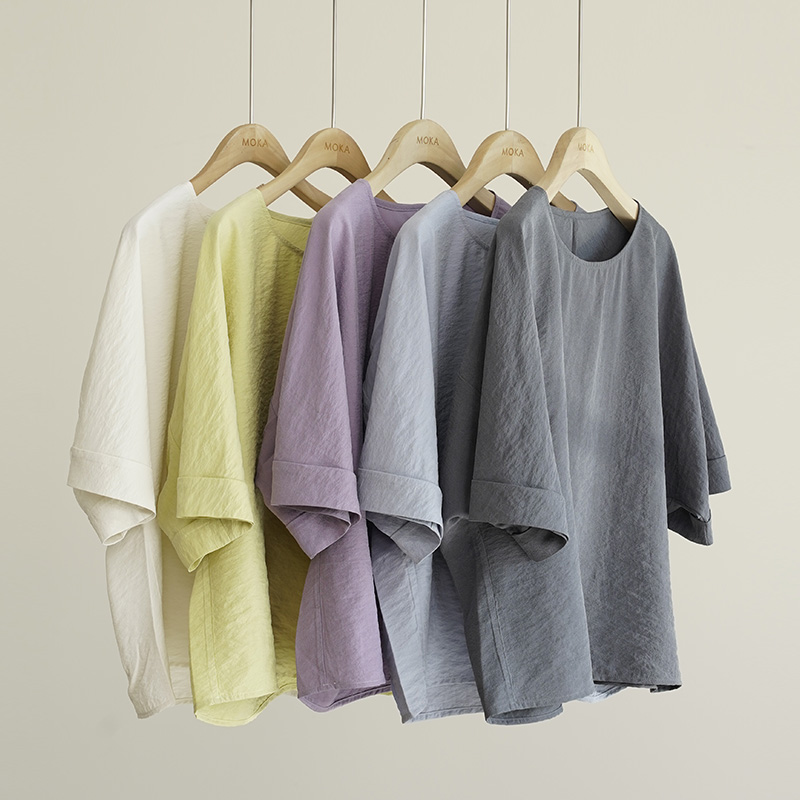 特级桑蚕丝dry silk干丝肌理落肩蝙蝠袖女士短袖（250288）20437