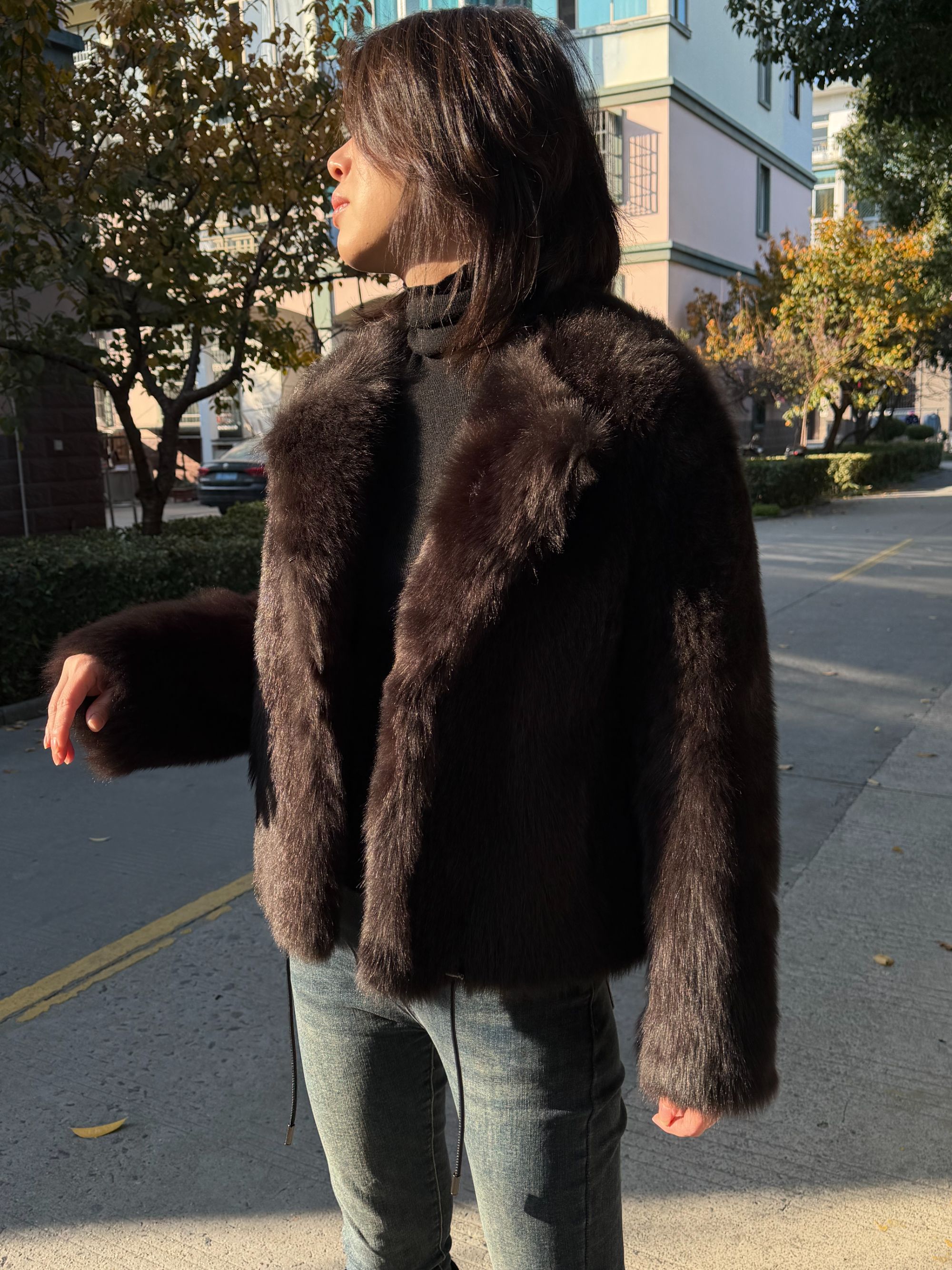 女装时尚皮草托斯卡纳休闲宽松秋冬款