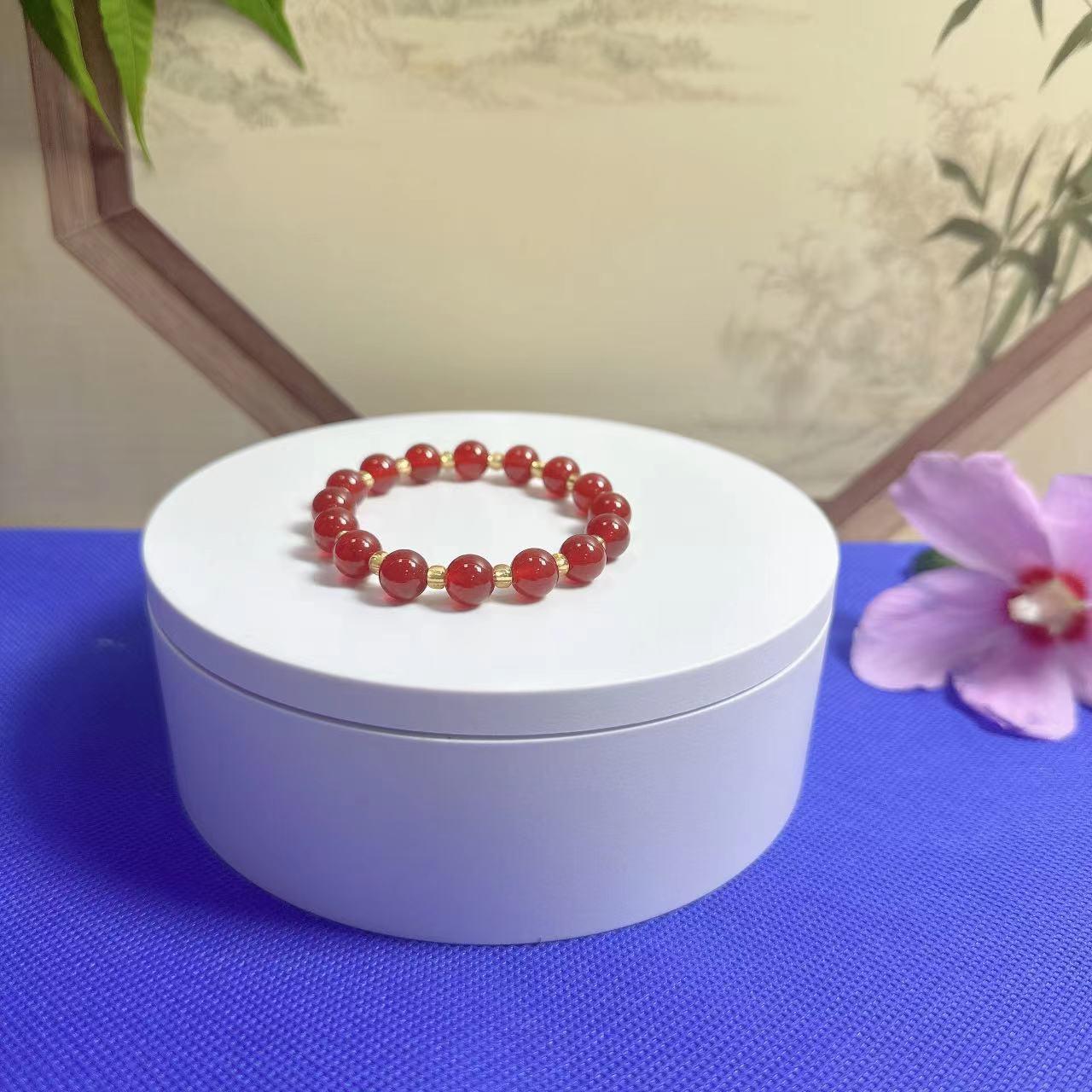【蒂凡严选】518天然玉石精美柿子红8mm手串（多样性发货发一个）