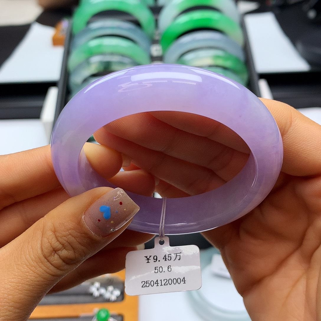 翡翠手镯未镶嵌51冰紫正圈