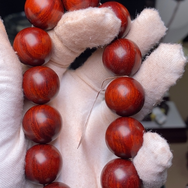 手串/手链小叶紫檀原汁原味1.8cm 鸡血红泥料特价