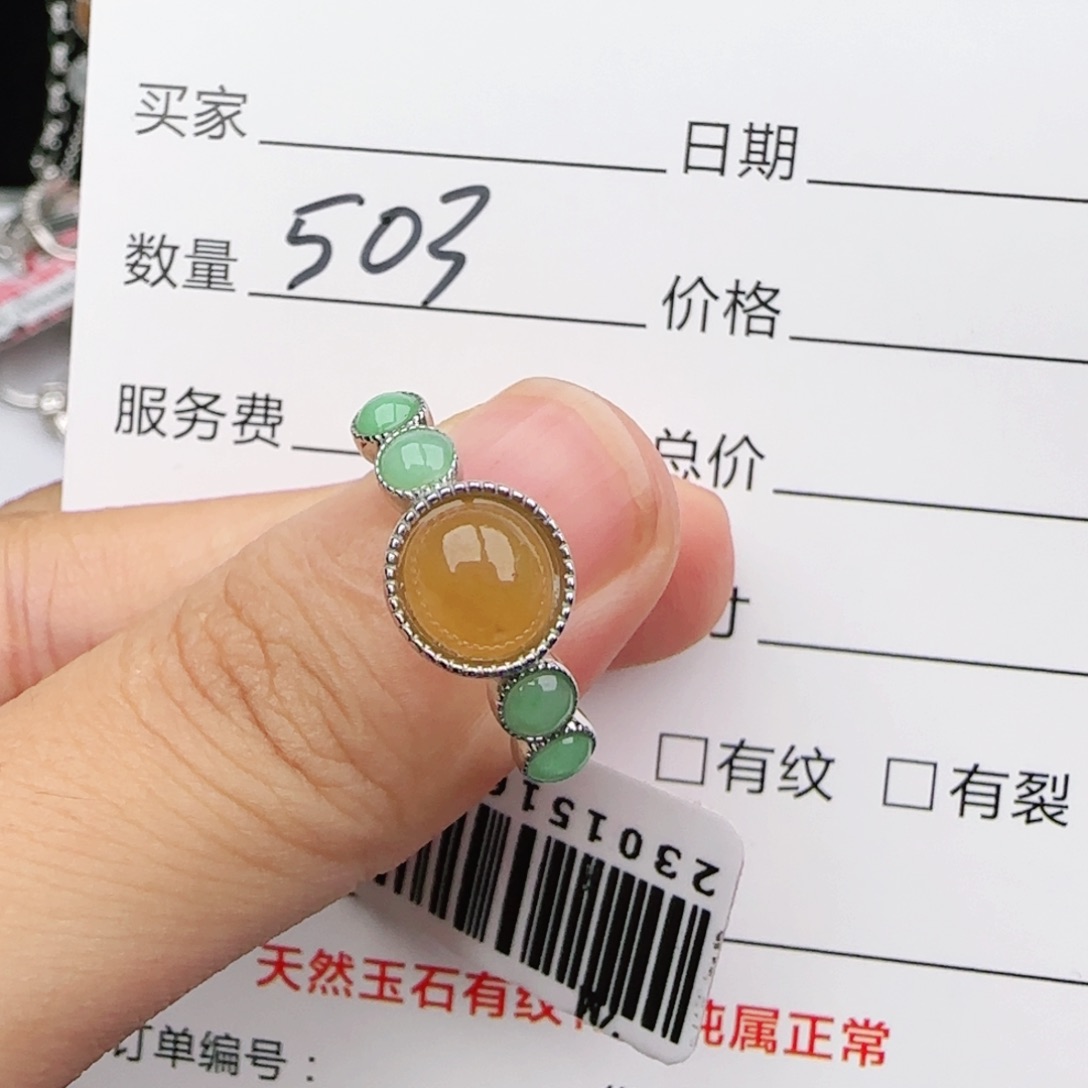 翡翠戒指银S925镶嵌戒指