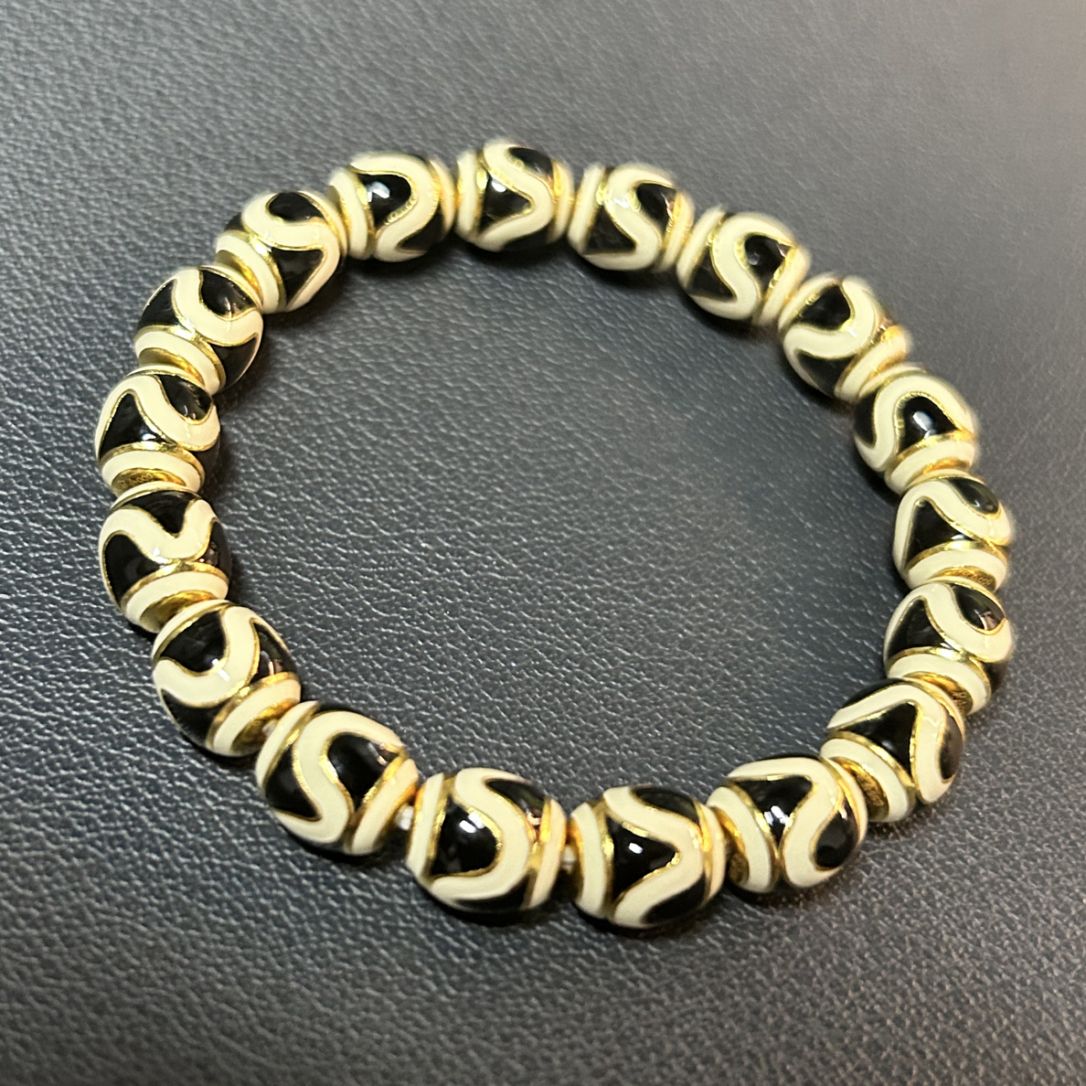 【添财黄金】足金999虎牙珐琅彩手串