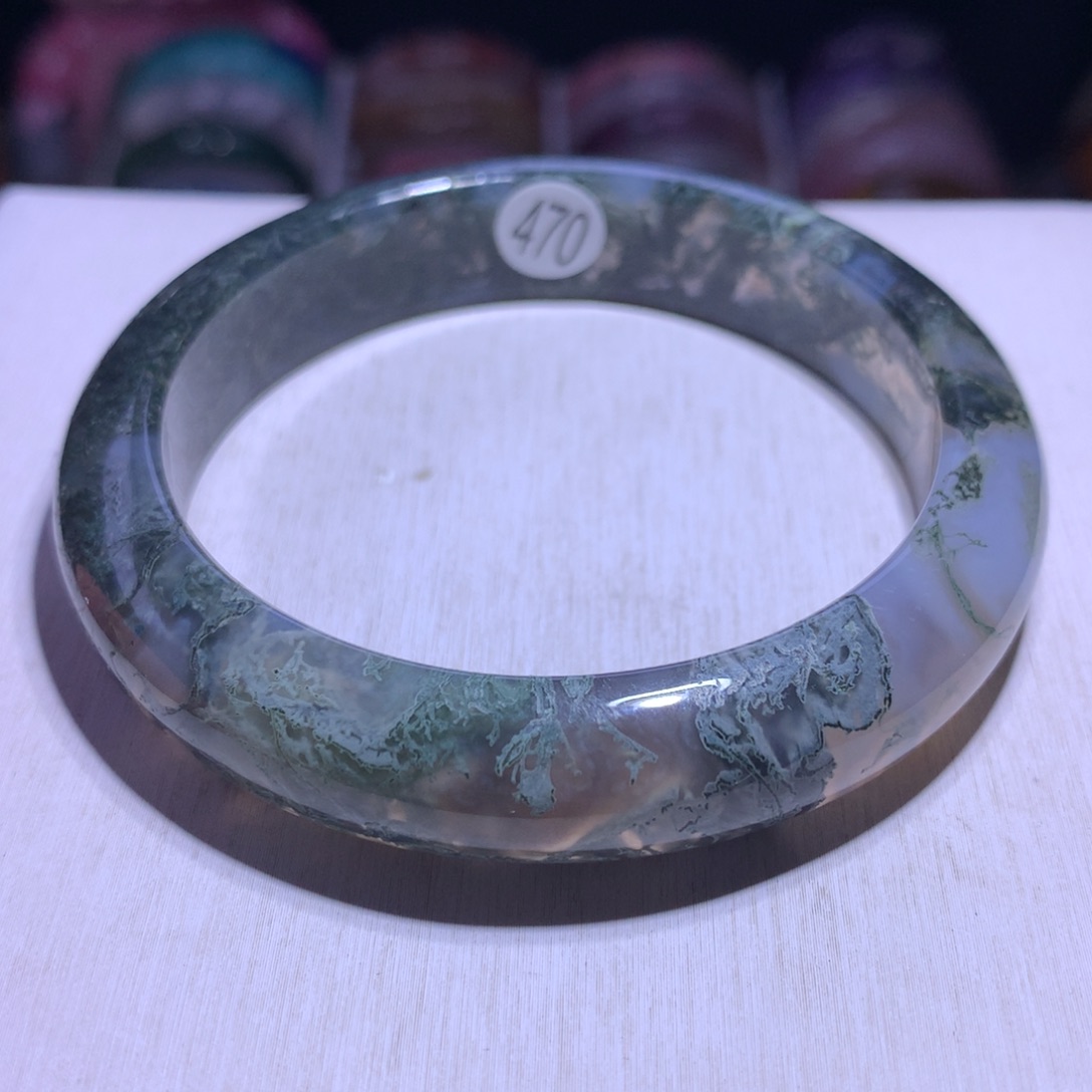 手镯水晶银S925镶嵌水草玛瑙60.5圈470