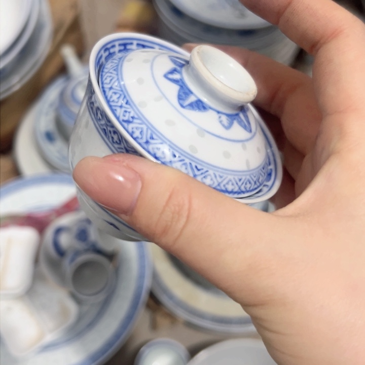 景德镇陶瓷高温瓷两才盖碗