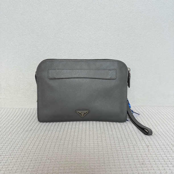 95新 Prada/普拉达  6279/男士时尚经典大象灰全皮手拿包