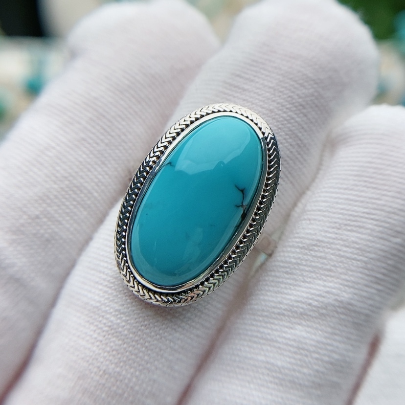 【闪购商品】绿松石原矿绿松石银S925镶嵌