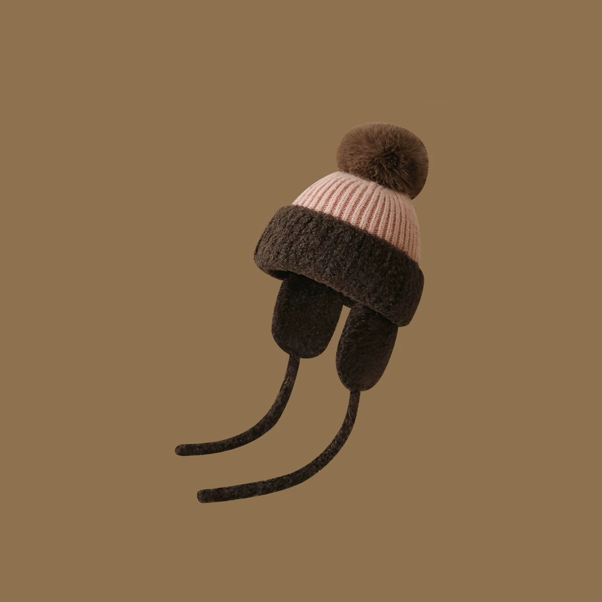 A686 秋冬保暖针织拼接护耳雷锋帽针织帽