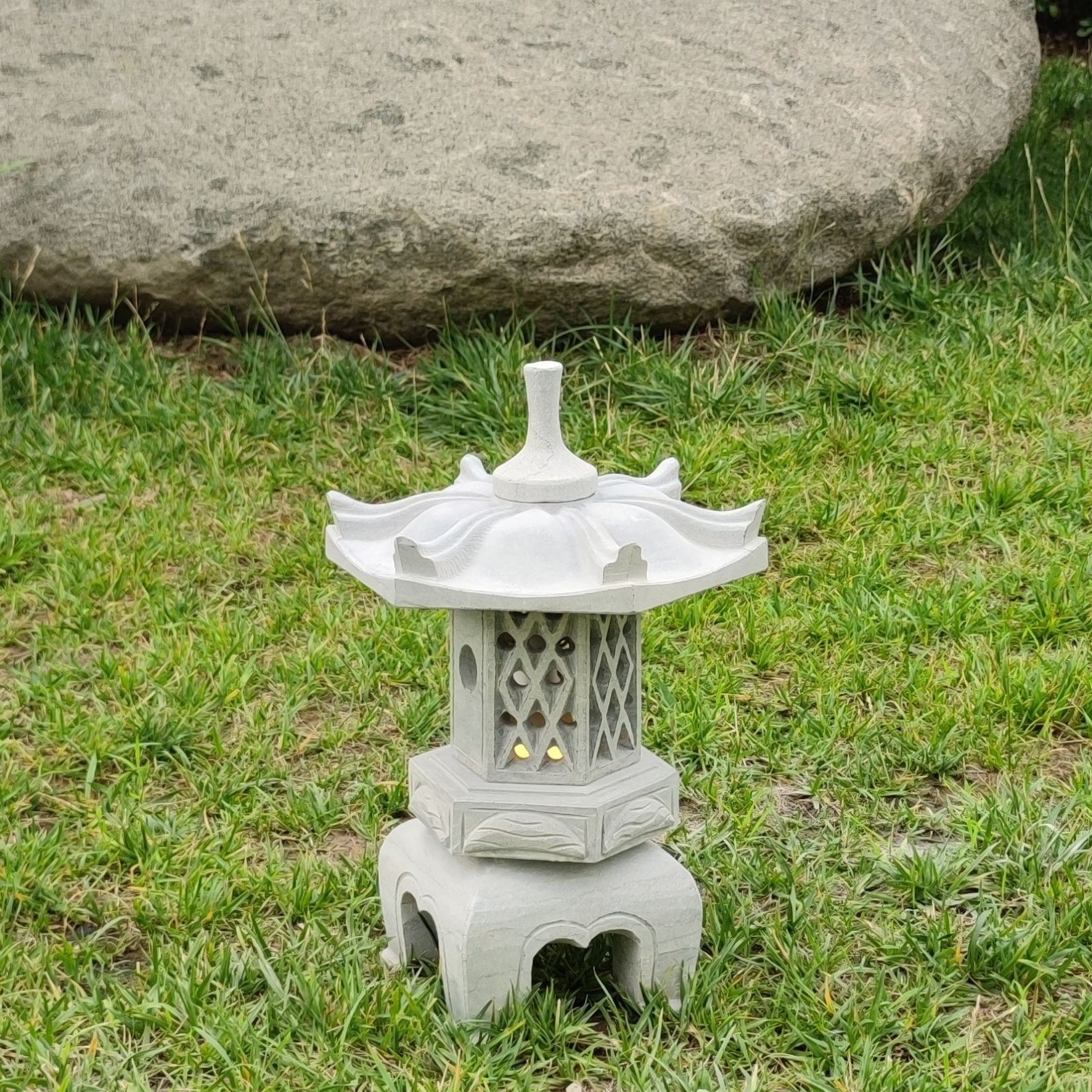 青石石灯石雕石灯笼做旧庭院草坪园林石灯塔石头灯家用摆件石灯