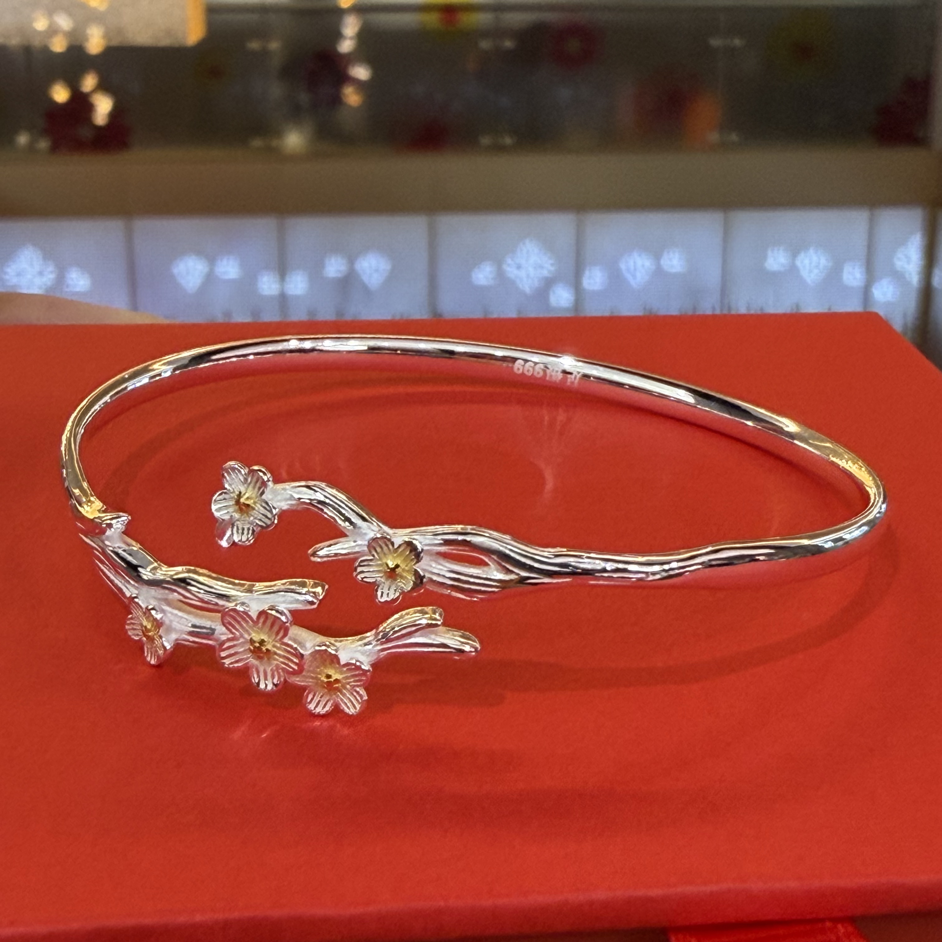 足银手镯 莫离茉莉花999足银手镯小众轻奢精致高级感