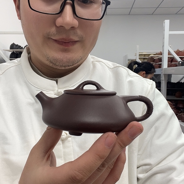紫砂茶壶紫泥线瓢