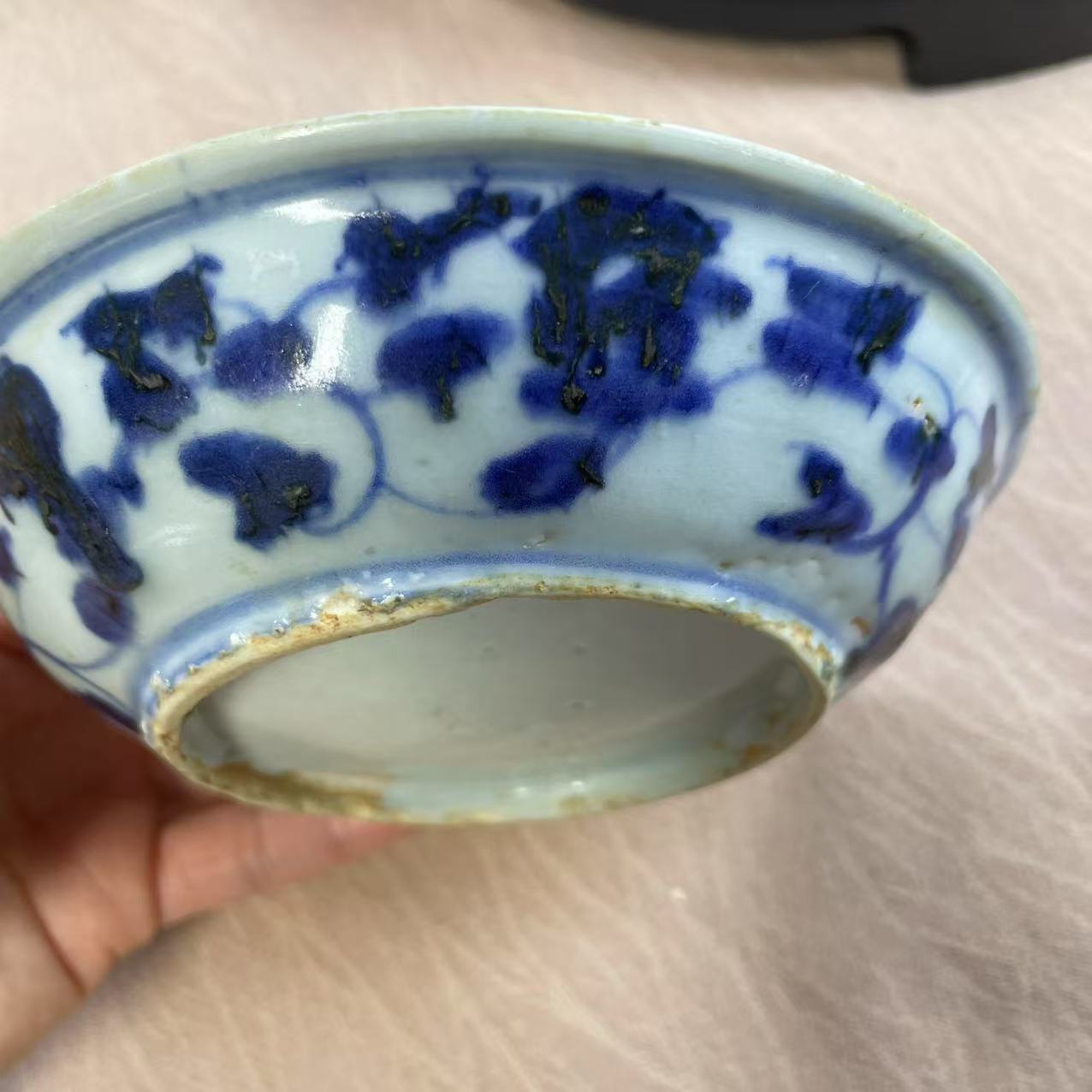 【青花缠枝莲纹碗】手绘大碗米饭碗柴窑釉下彩釉里红瓷厂缠枝器型品